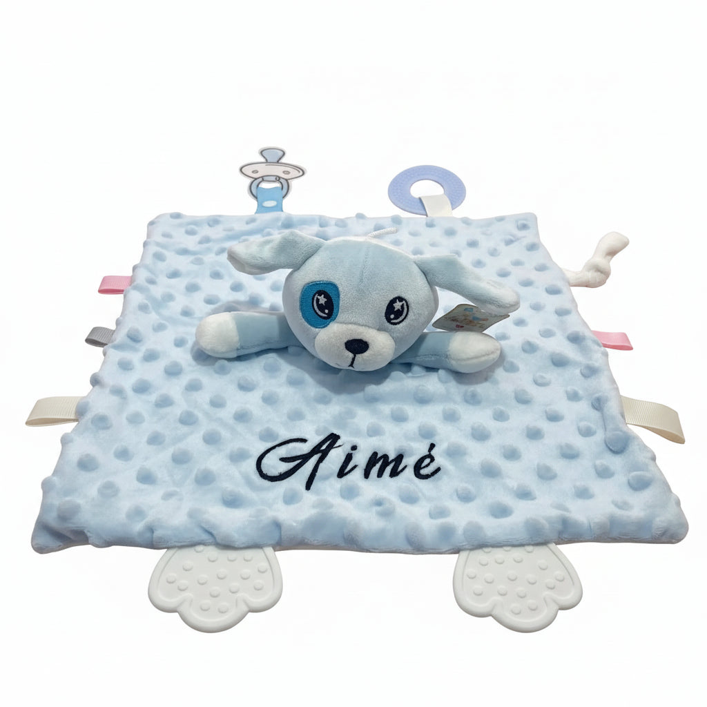 First Snuggles™ Personalised Baby Security Blanket – Embroidered Newborn Gift boys and girls