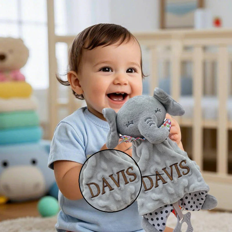 First Snuggles™ Personalised Elephant Security Blanket with Teether