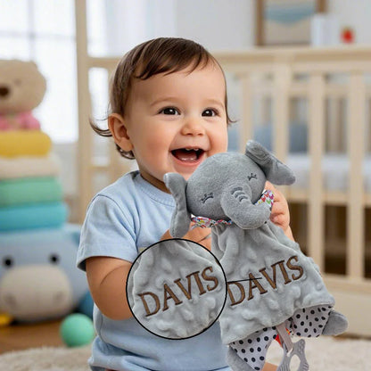 First Snuggles™ Personalised Elephant Security Blanket with Teether