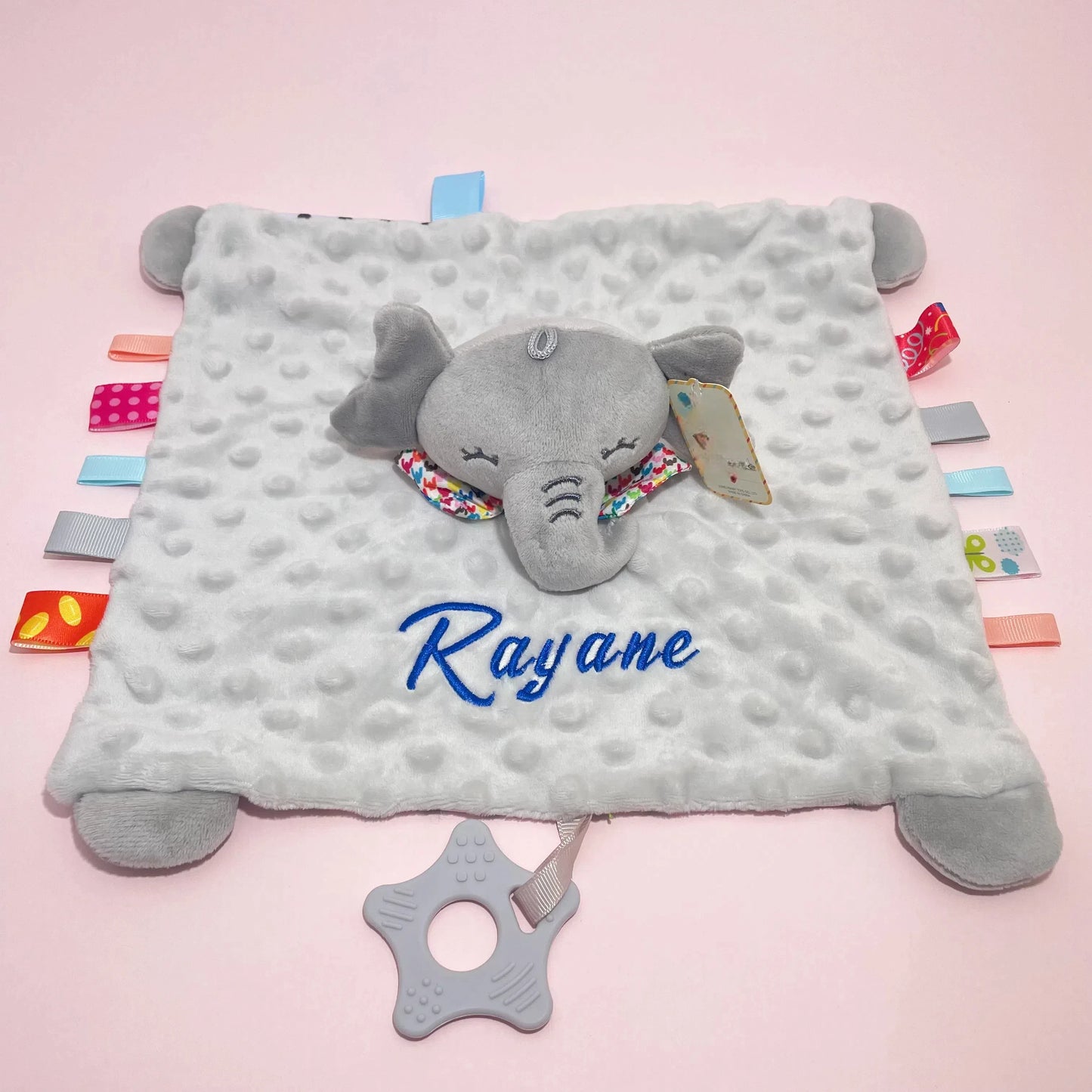 First Snuggles™ Personalised Elephant Security Blanket with Teether