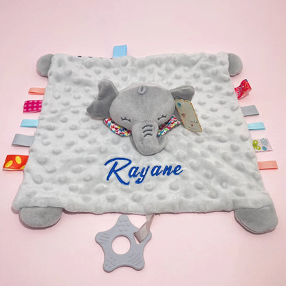 First Snuggles™ Personalised Elephant Security Blanket with Teether